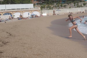 Me running on probably the only public beach in Monaco. Ha ha
